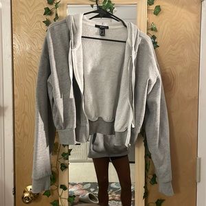 Forever 21 cropped, zip up, hooded jacket